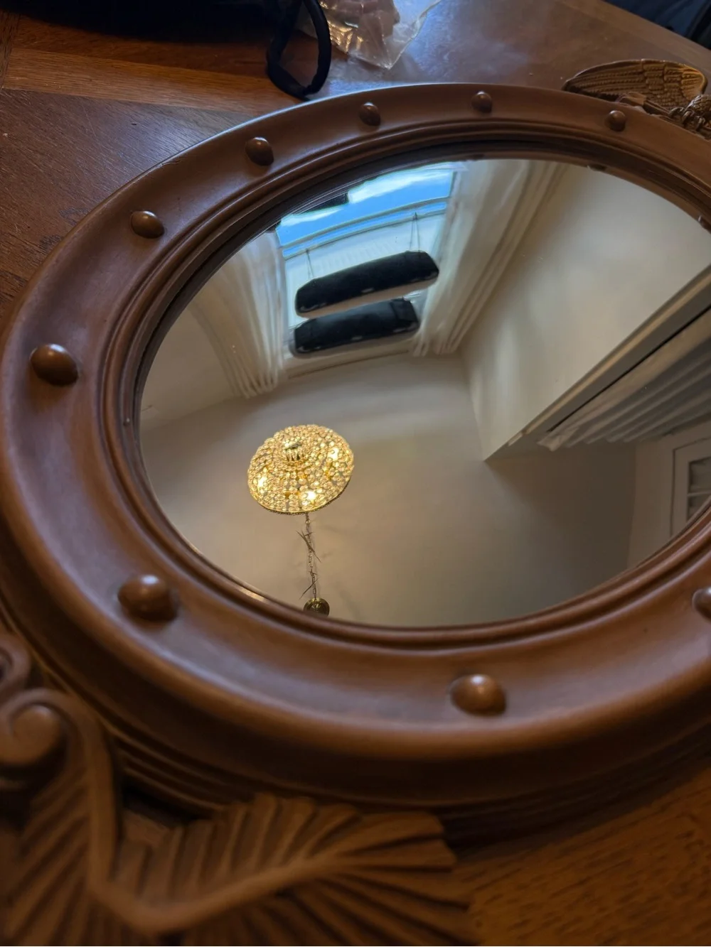 Vintage convex Burwood federal Ornate Eagle Oval Wall Mirror